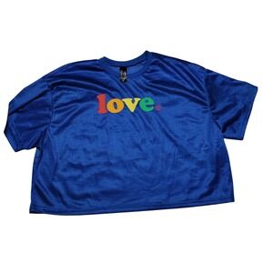 The Phluid Project Love Rainbow‎ Mesh Crop Tee Blue XL Pride Festival